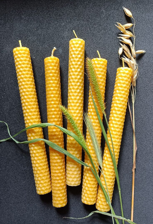 24x Honeycomb Candlesticks Sets, Hand-Rolled Taper Candles