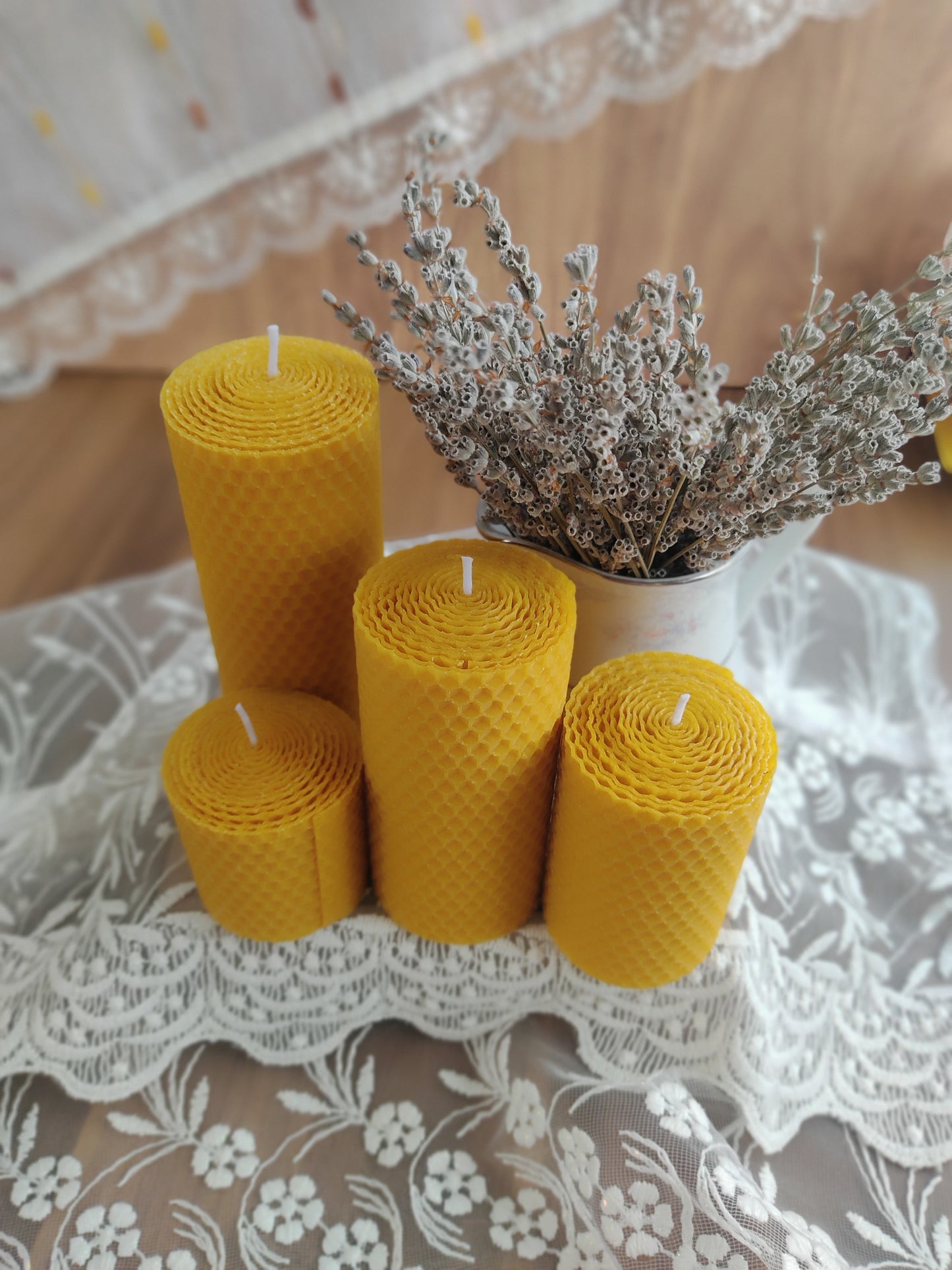 Gift Set of 4 Honeycomb Candles, %100 Pure Honey wax candles