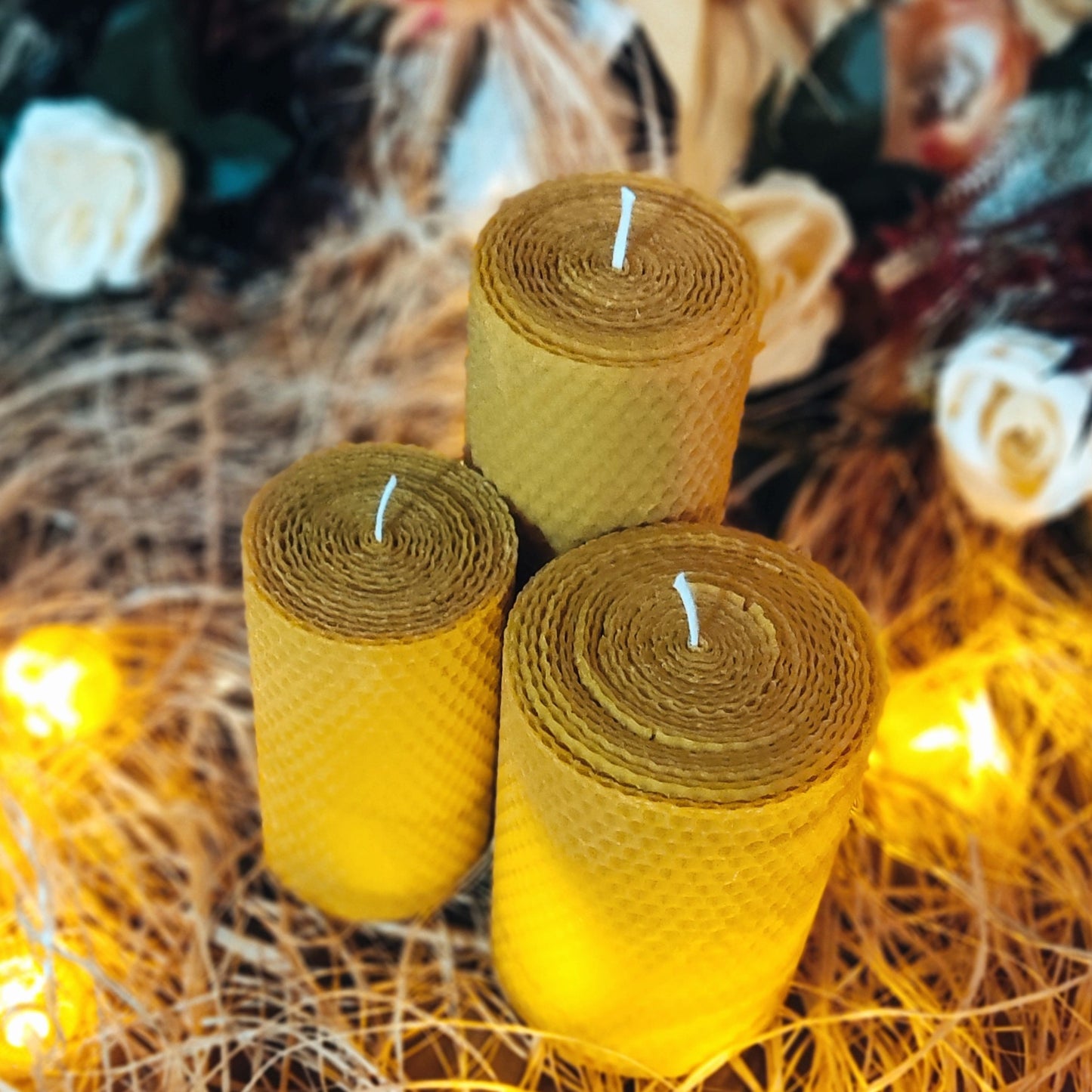 Big Beeswax Candle Set - Set of 3 - FREE Shipping !