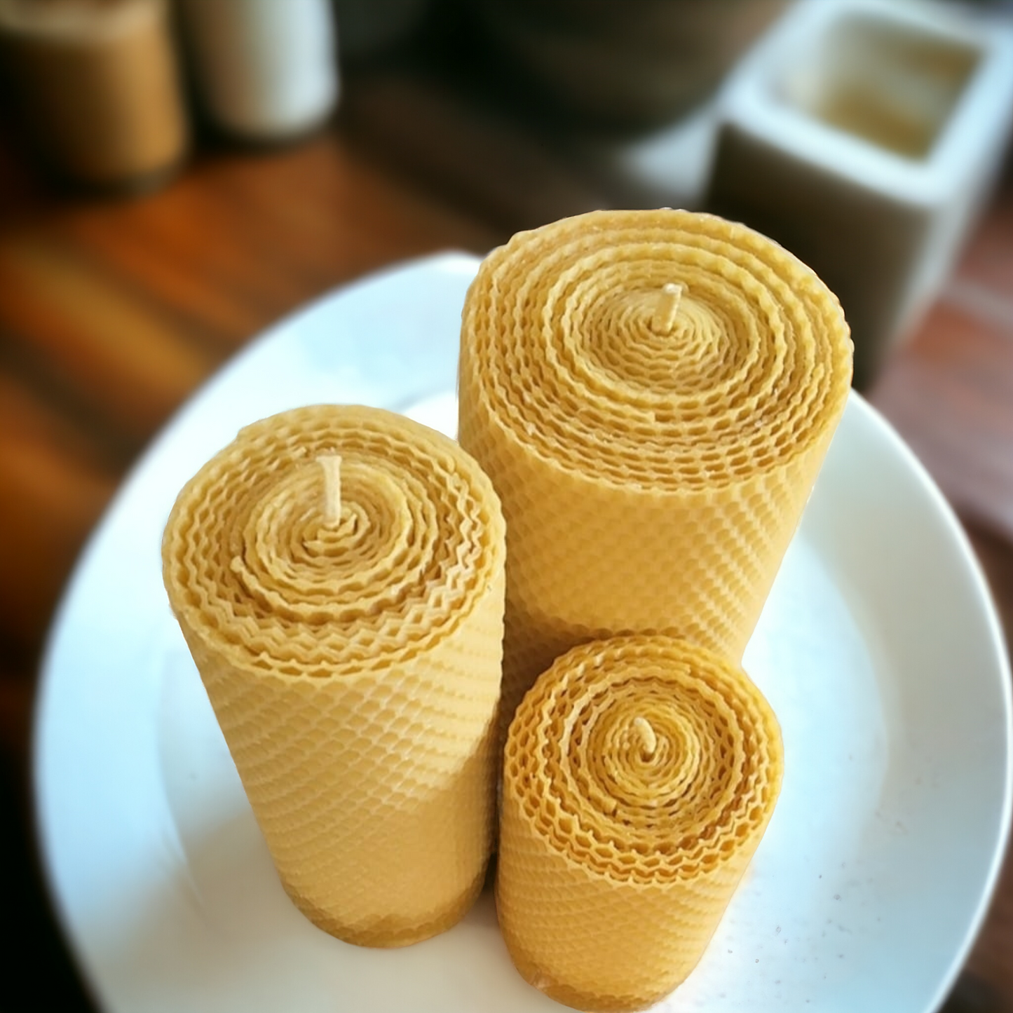 Big Beeswax Candle Set - Set of 3 - FREE Shipping !!!