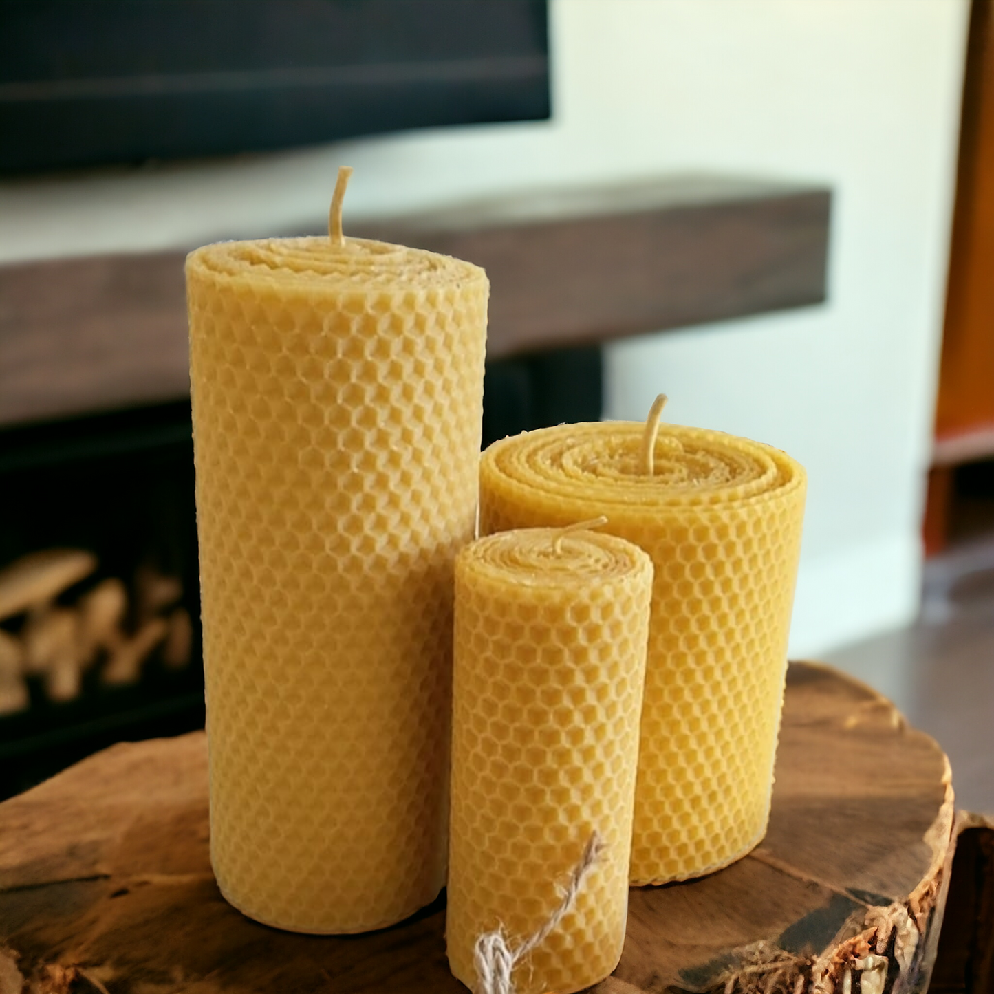 Big Beeswax Candle Set - Set of 3 - FREE Shipping !