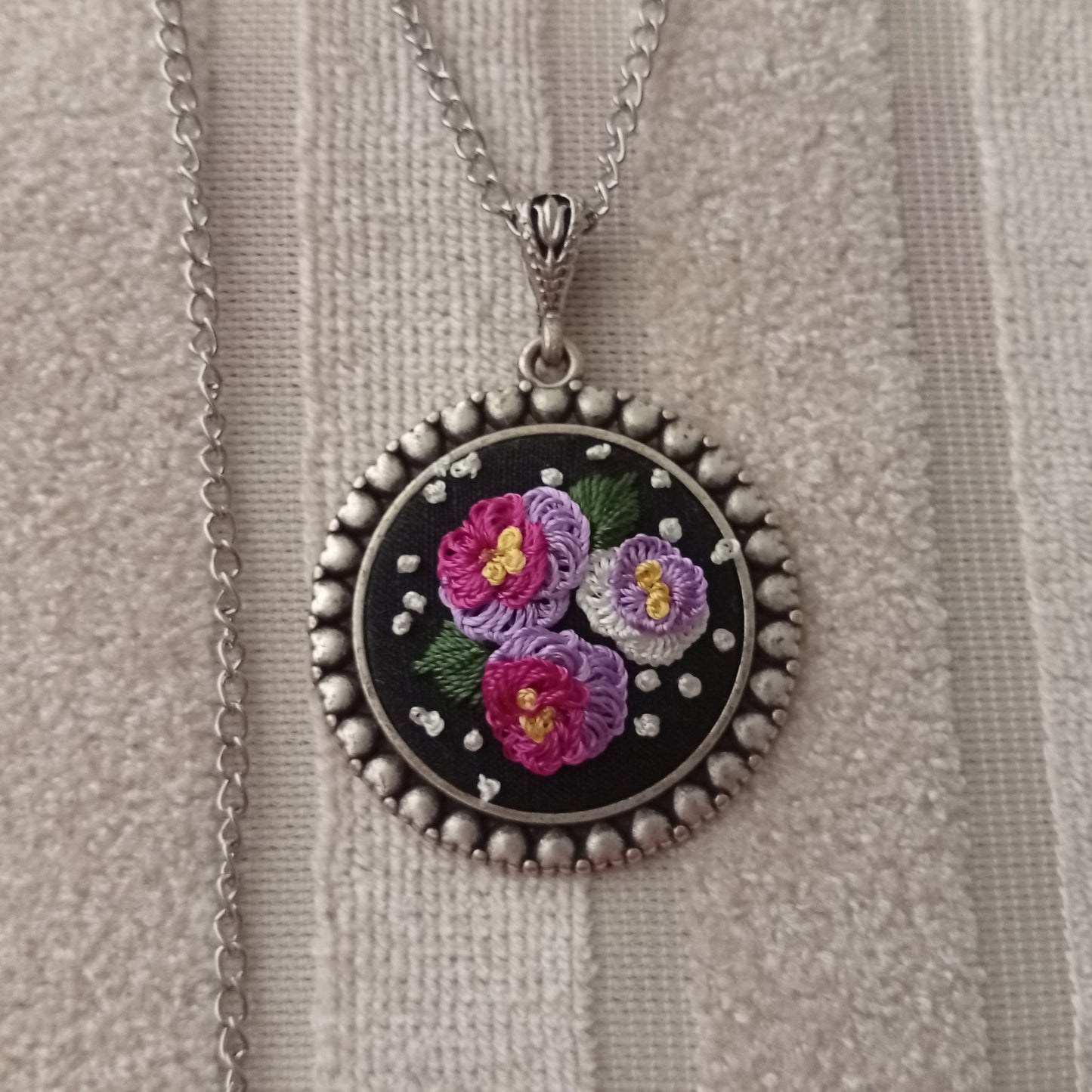 Hand Made Necklaces-Rococo Embroidery pendant
